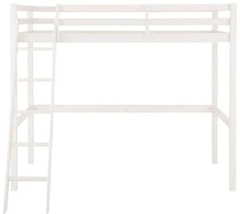 Białe wyższe łóżko z drewna sosnowego Støraa Alpi2