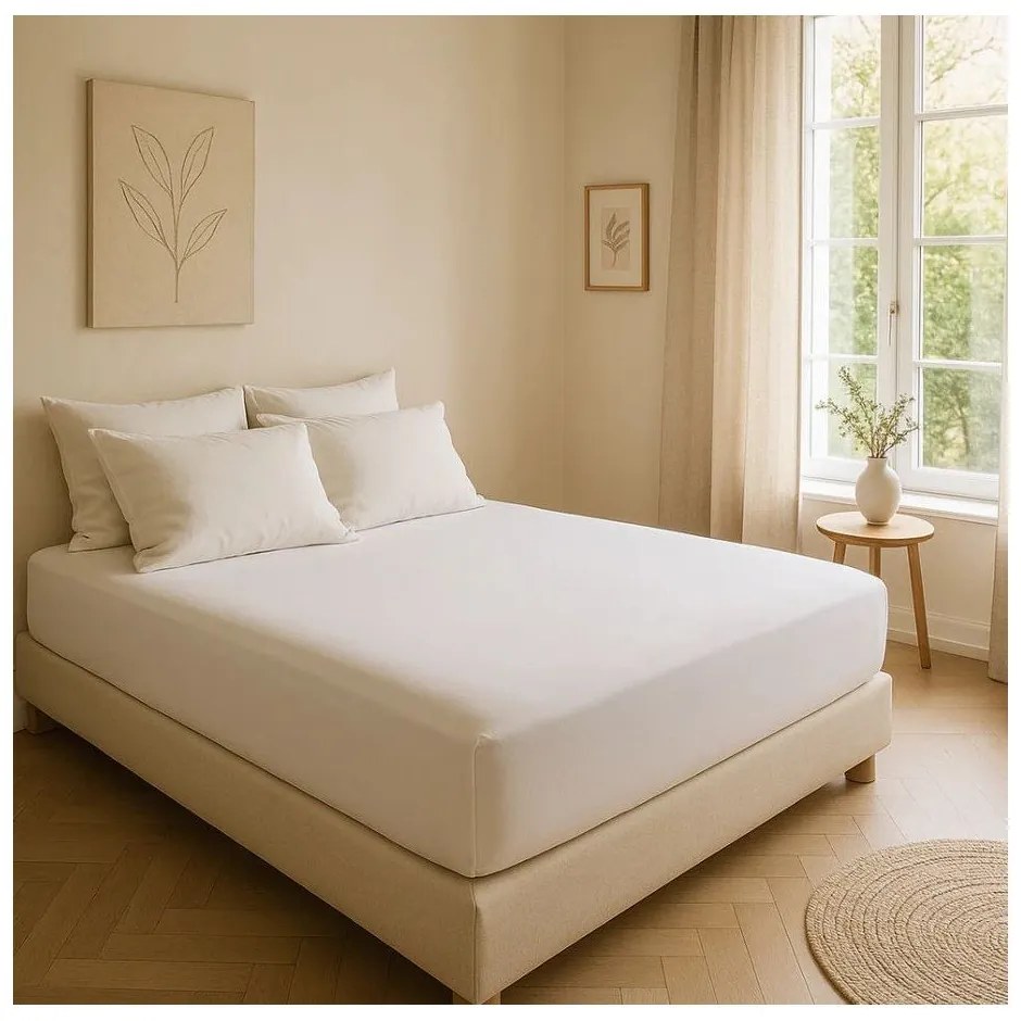 Białe prześcieradło z bawełny renforcé z gumką 200x200 cm Ranforce – Mila Home Luxury