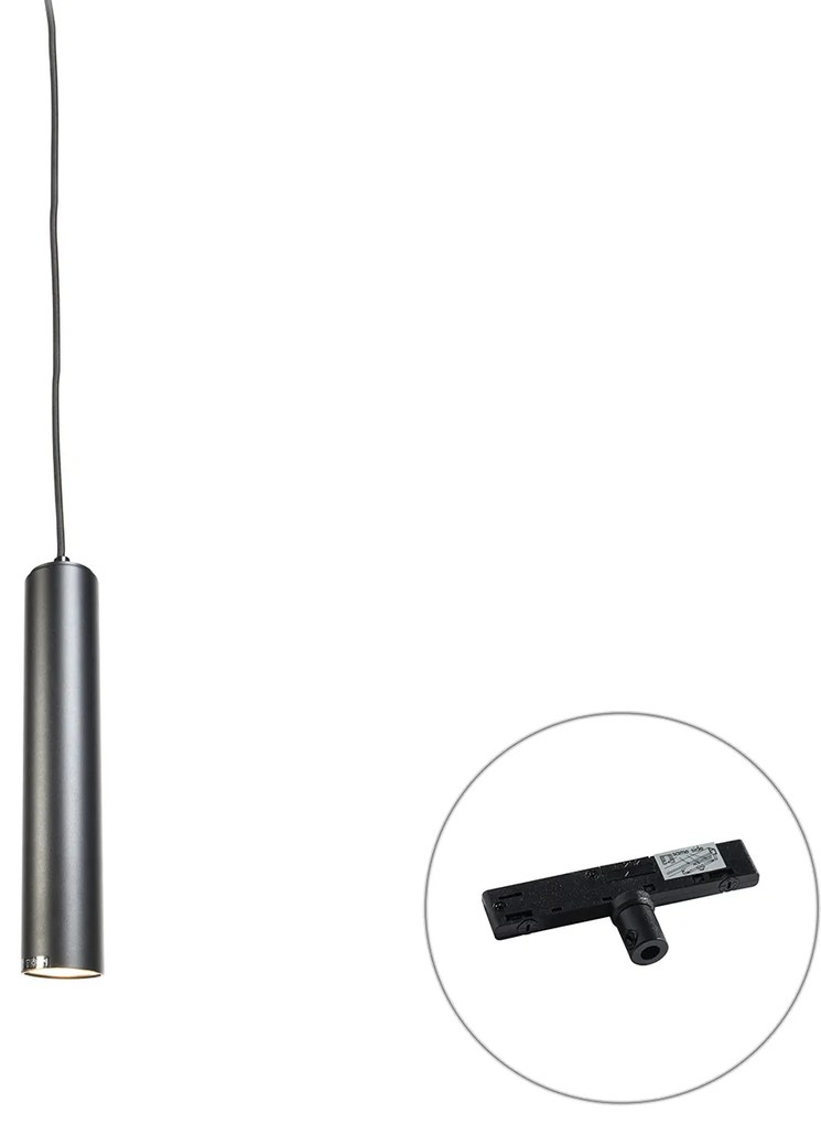 Designerska lampa wisząca czarna z adapterem szynowym 1-fazowym - Slimline Tuba Small Nowoczesny Oswietlenie wewnetrzne