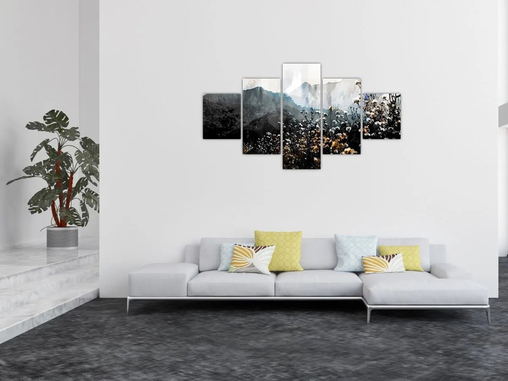 Obraz - Ilustracja przedstawiająca dzikie kwiaty (125x70 cm)