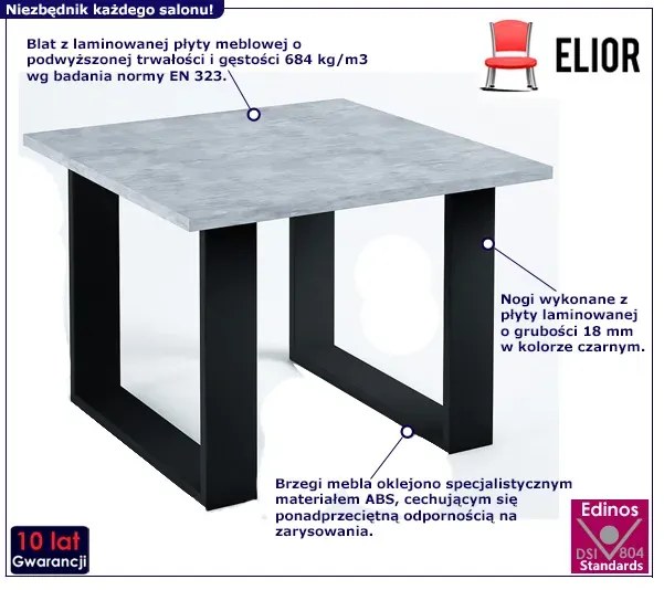 Stolik kawowy z czarnym stelażem i szarym blatem A1-B97