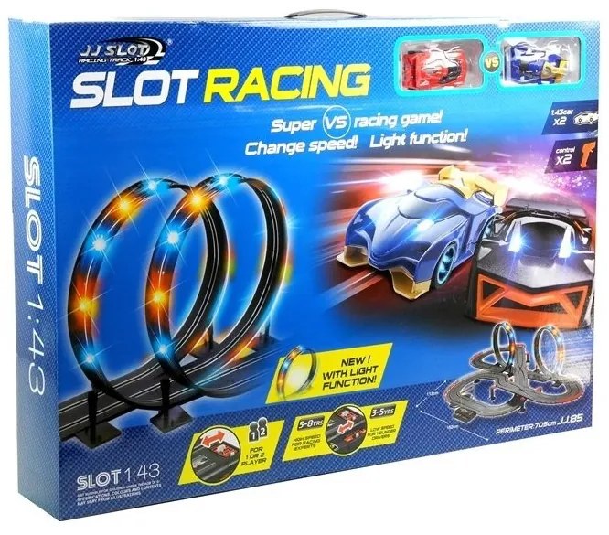 Tor wyścigowy 2 autka slot cars 1:43 pętla lampki