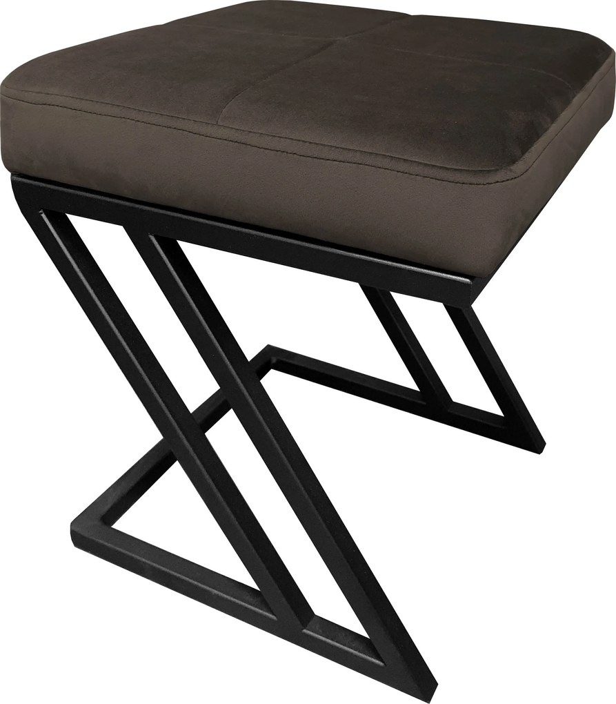 Pufa ZETA tkanina Welur loft ławka podnóżek metal : Kolor Stelaża - Czarny , Kolor tkaniny - VELVET - MG05, Typ tkaniny - Velvet