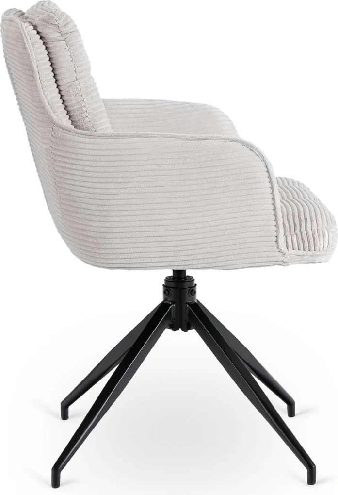 Krzesło Tapicerowane Obrotowe do Salonu AKITA Szare Sztruksowe Nowoczesne