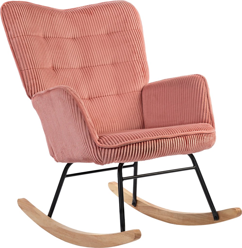 HOMCOM Fotel bujany, Fotel relaksacyjny, Fotel bujany, obciążenie do 120 kg, Poliester, 98 x 71 x 101 cm, Różowy