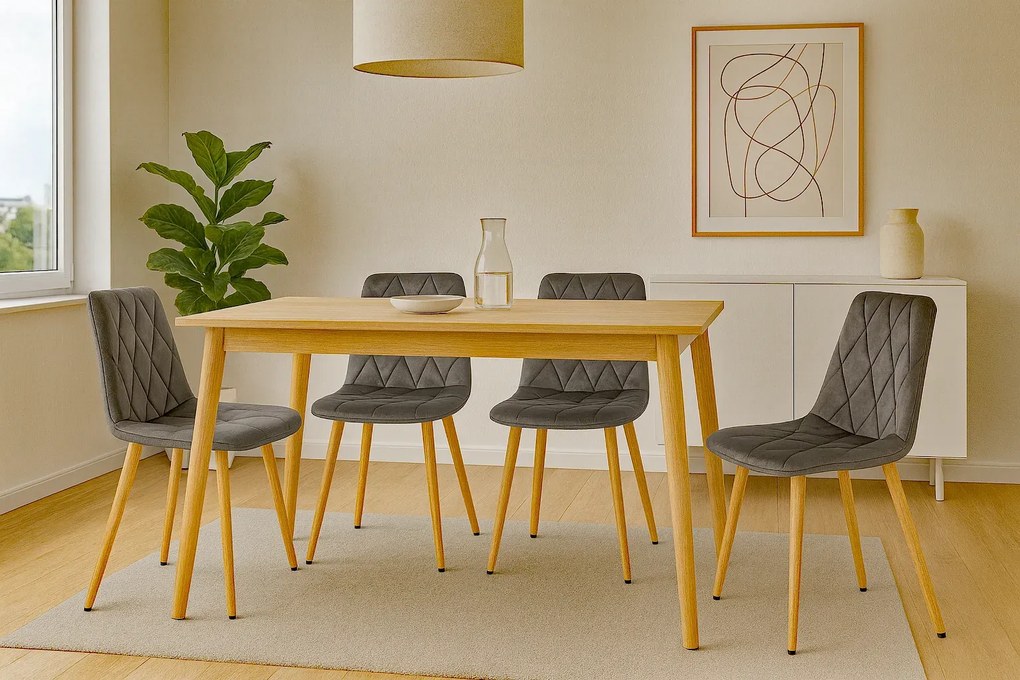 Tapicerowane ciemnoszare metalowe krzesło pikowane K2-Z63