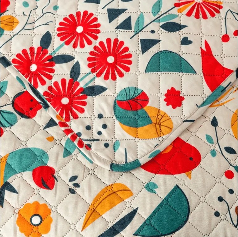 Narzuta na łóżko  RETRO BIRD kolorowy Rozmiar: 220 x 240 cm