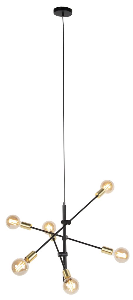 Industrialna lampa wisząca czarna i złota 78 cm 6-świateł - SydneyPrzemysłowy Oswietlenie wewnetrzne
