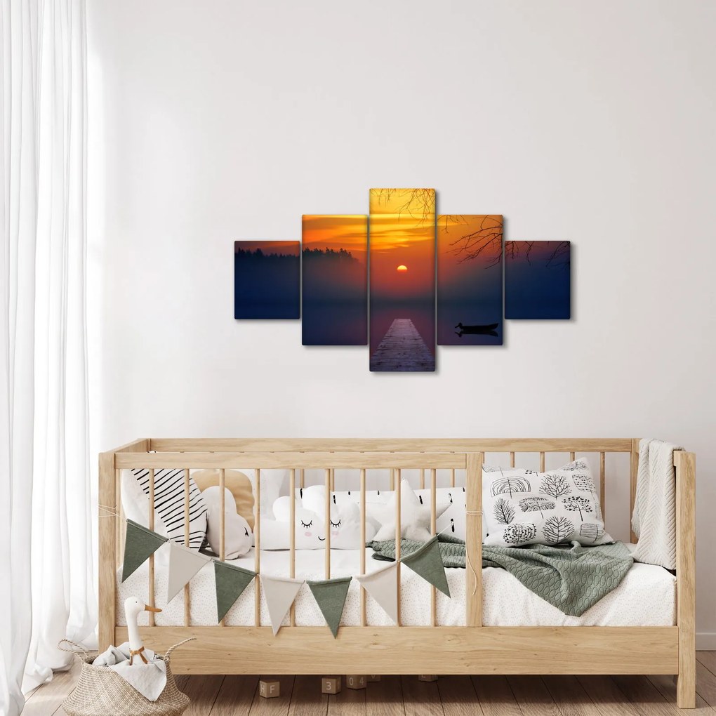 Obraz mostu o zachodzie słońca (125x70 cm)