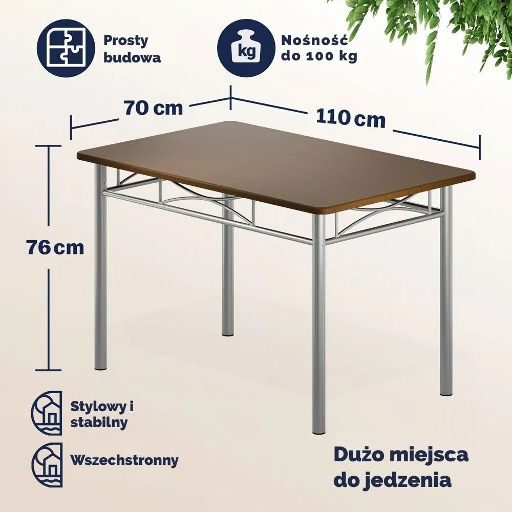 Zestaw jadalniany PAUL, 5 części, ciemny dąb Casaria