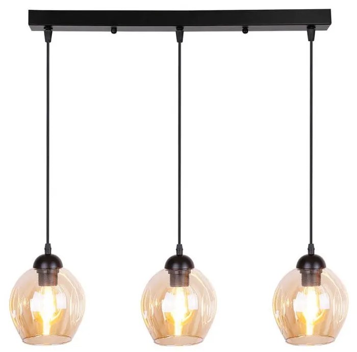 Czarna lampa wisząca ze szklanym kloszem 14x70 cm Aspa – Candellux Lighting