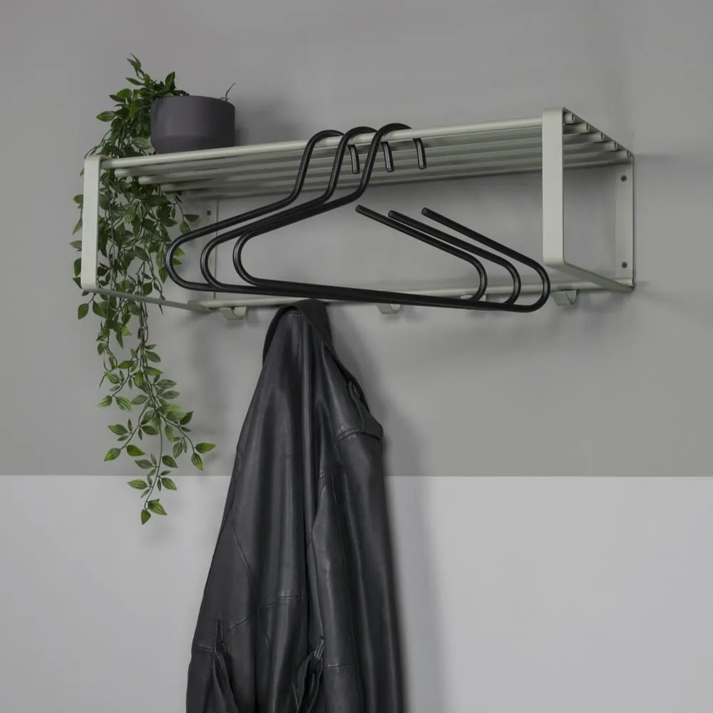 Szarozielony metalowy wieszak ścienny z półką 70 cm Rex – Spinder Design