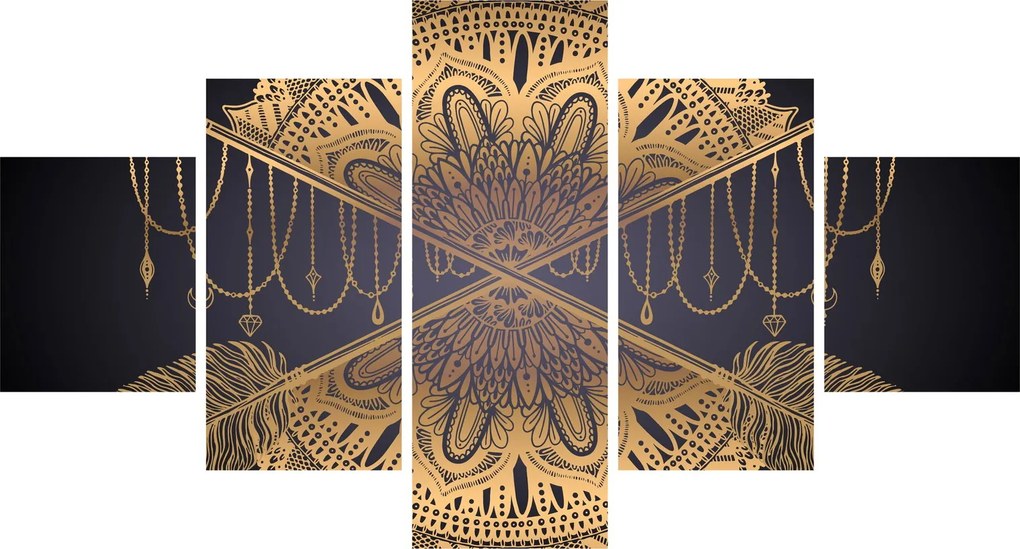 Obraz - Złota mandala ze strzałkami (125x70 cm)