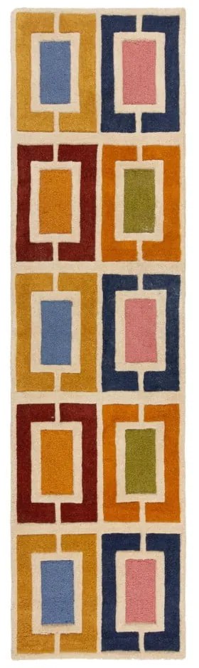 Wełniany chodnik tkany ręcznie 60x230 cm Retro Blocks – Flair Rugs