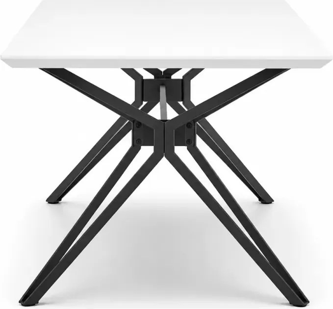 THERESE – nowoczesny stół prostokątny do jadalni i salonu, 160 x 90 cm z lakierowanym blatem MDF i stalowymi nogami