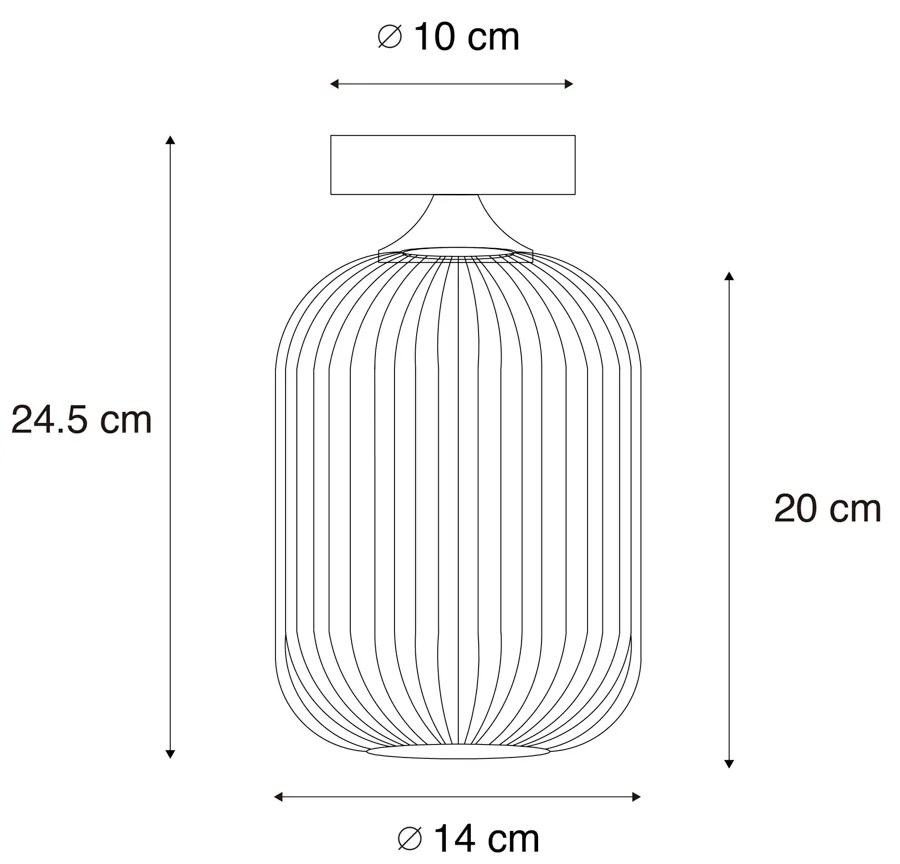 Plafon art deco czarny z przydymionym szkłem - Banci