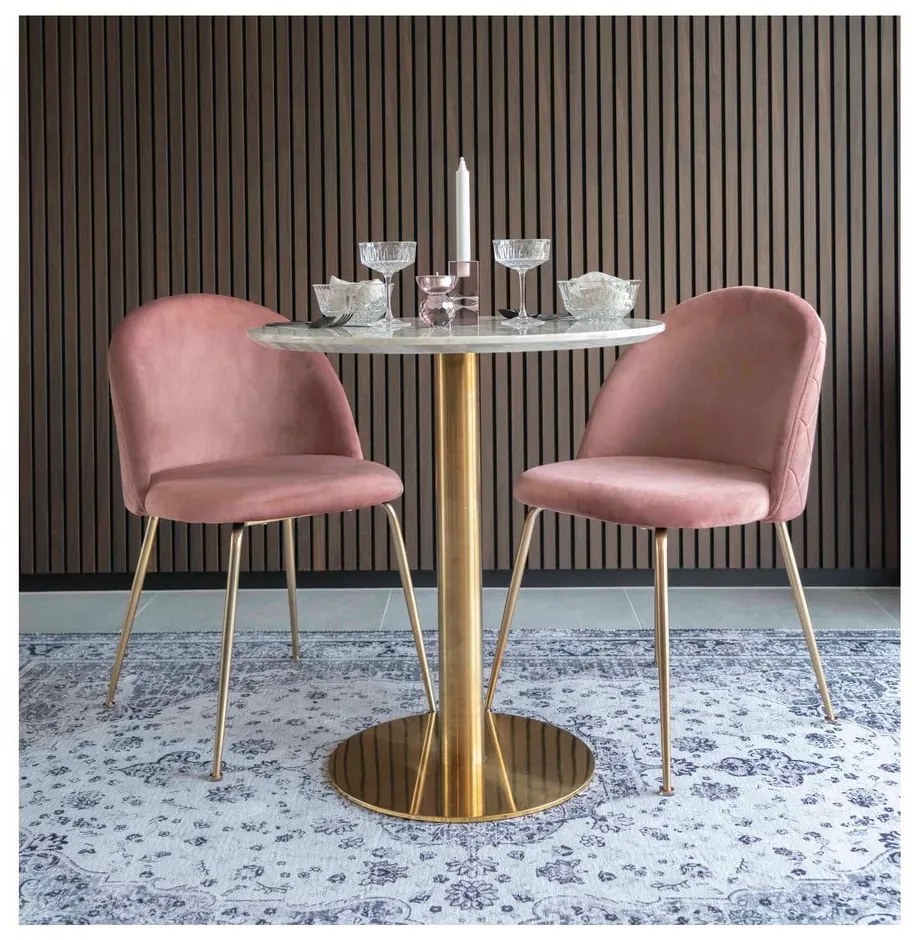 Okrągły stół z blatem w dekorze marmuru ø 70 cm Bolzano – House Nordic