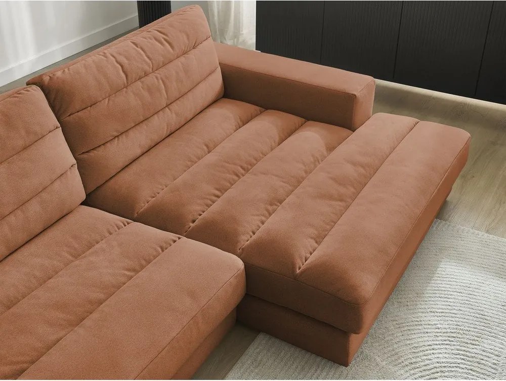 Pomarańczowy aksamitny narożnik (prawostronny/z szezlongiem) Sierra – Bobochic Paris