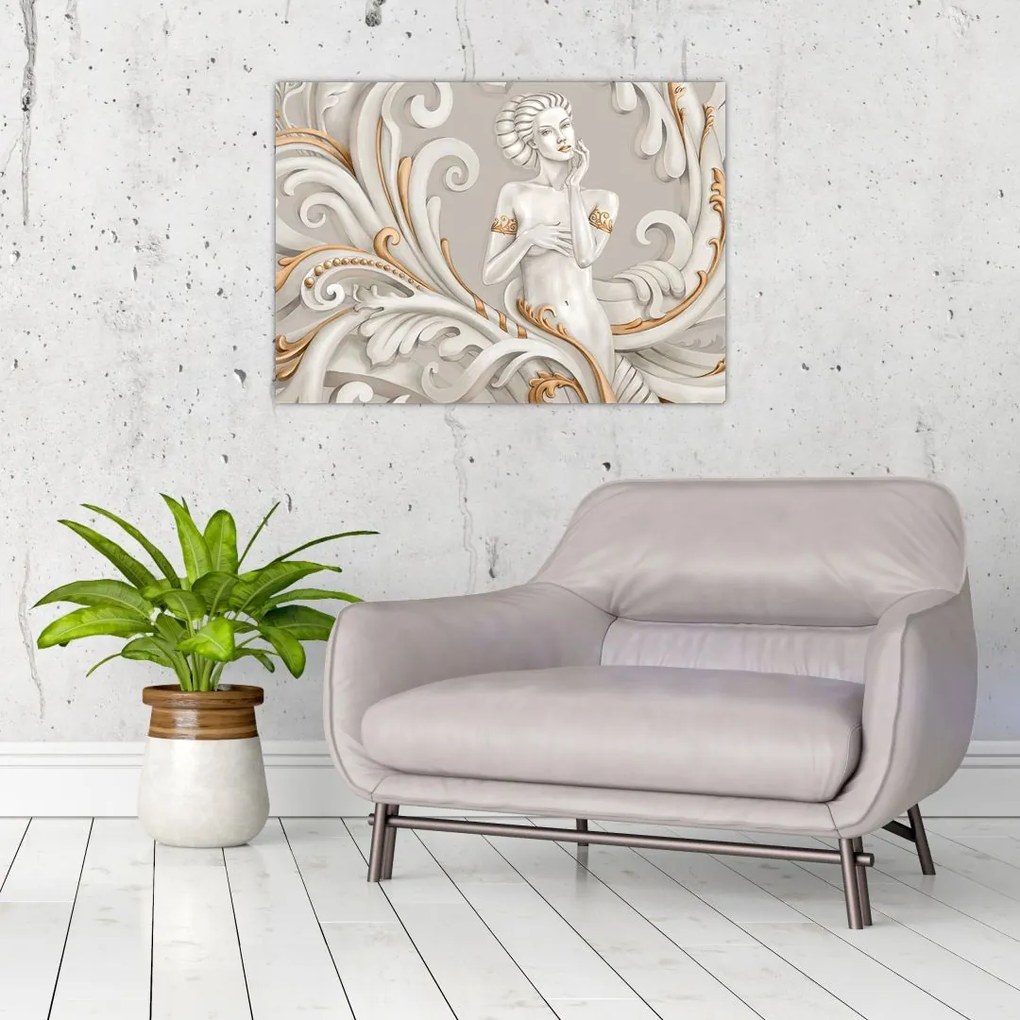 Obraz bogini na ozdobnym tle (70x50 cm)