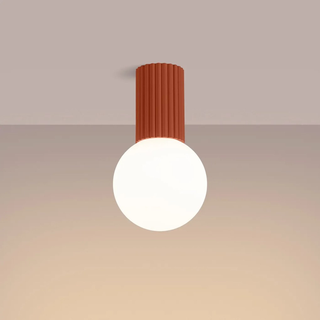 Plafon HALO ochra czerwona IP44 ryflowany SOLLUX  LIGHTING