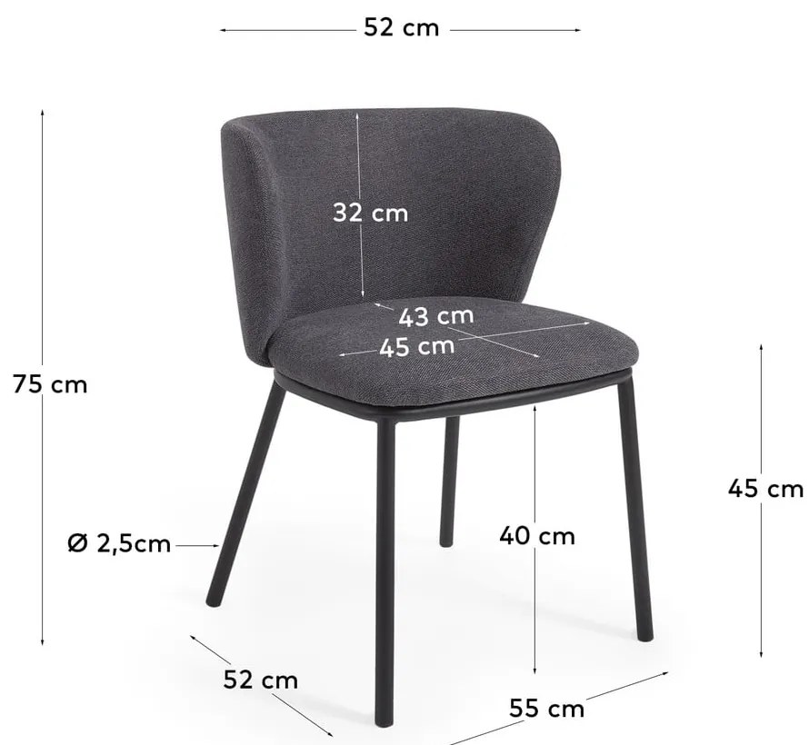 Ciemnoszare krzesło Ciselia – Kave Home