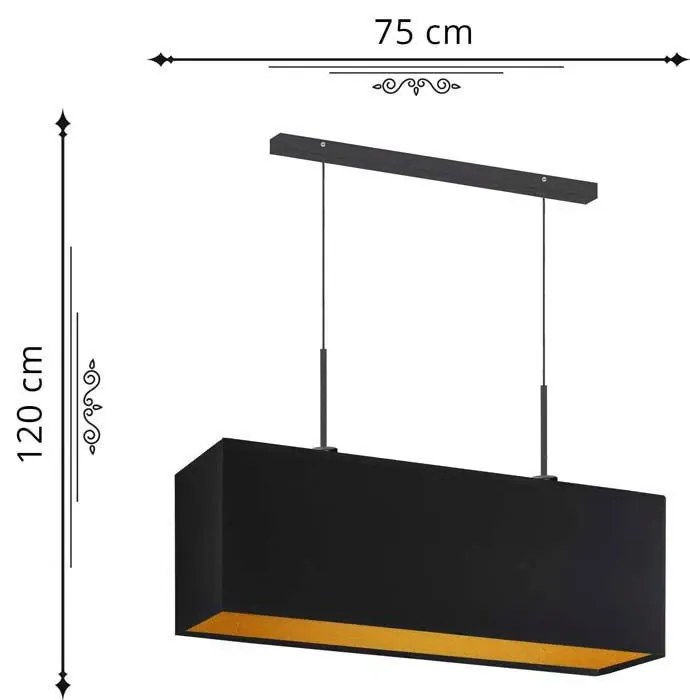 Prostokątna lampa wisząca nad stół na czarnym stelażu - EX407-Milovi - 5 kolorów