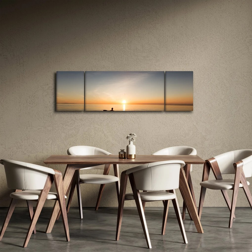 Obraz kajakarza o zachodzie słońca (170x50 cm)