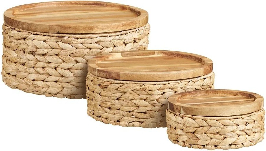 Koszyki zestaw 3 szt. z hiacyntu wodnego ø 30x15 cm Botofte – House Nordic