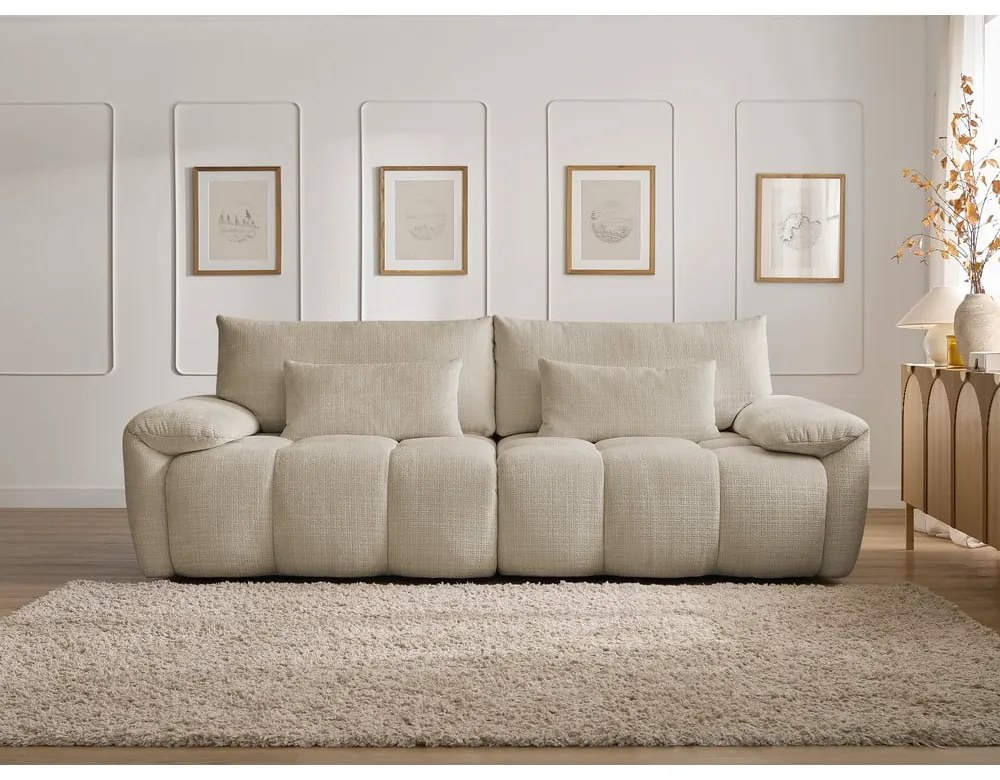 Beżowa sofa z tkaniny szenilowej 264 cm Ivane – Bobochic Paris