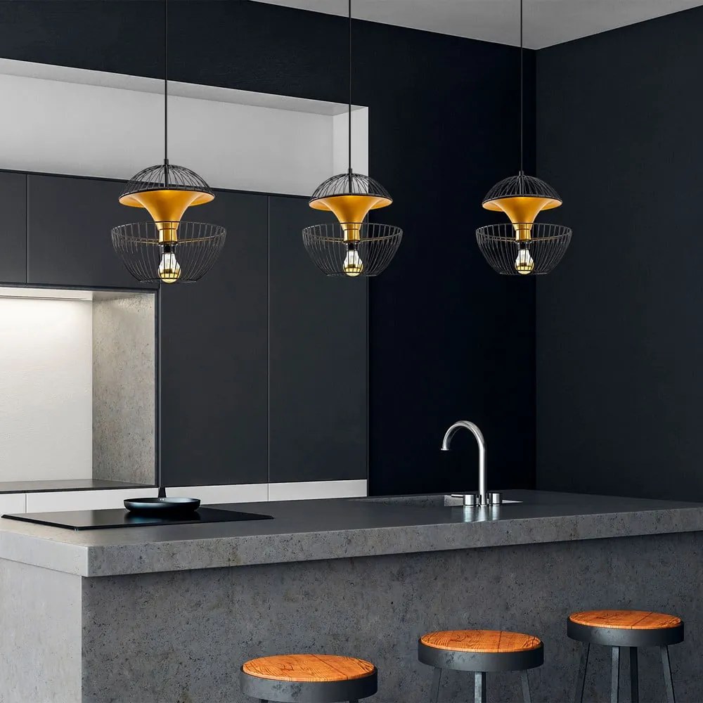Lampa wisząca w czarno-złotym kolorze z metalowym kloszem ø 30 cm Telmander – Opviq lights