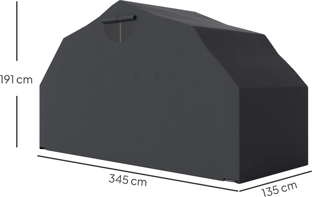 Składany zewnętrzny pokrowiec motocyklowy Outsunny Wodoodporny Ochronny Zimowy XXL 345cmx135cmx191cm Czarny