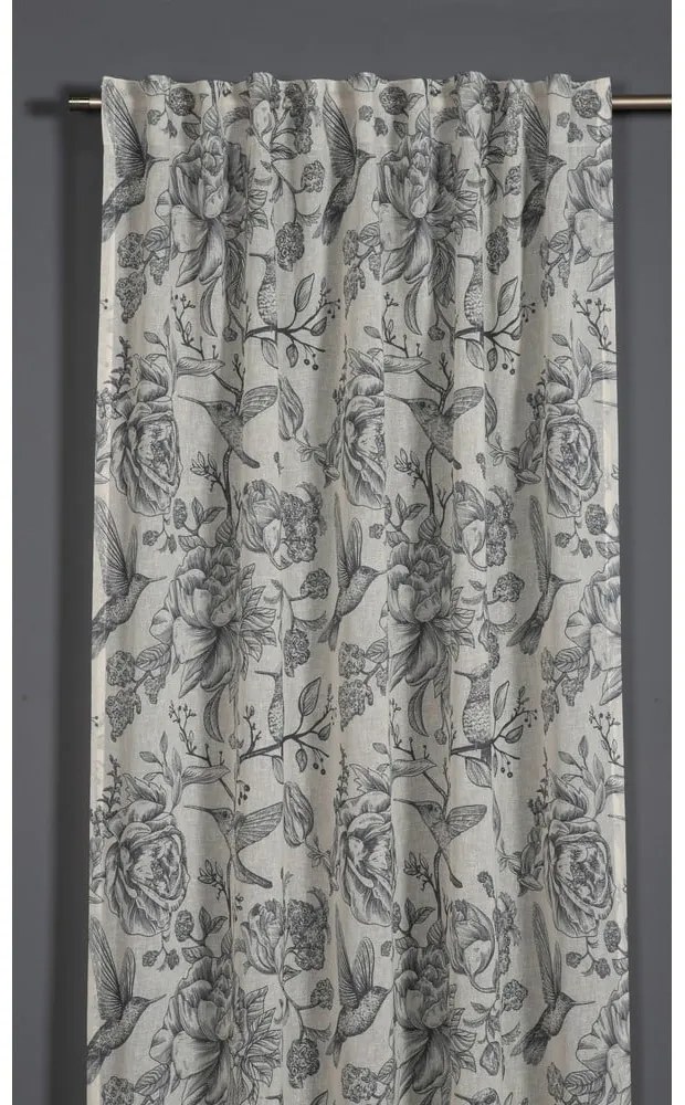 Szara zasłona 135x245 cm Birds and Roses – Sehlbach