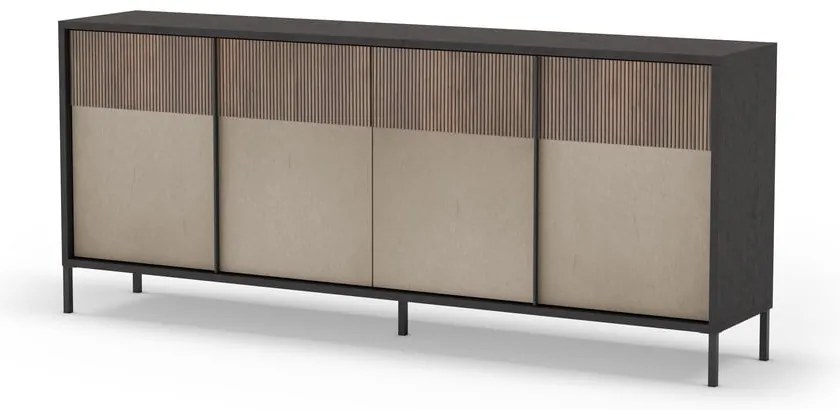 Antracytowo-jasnobrązowa niska komoda 206x86 cm Amalia – Marckeric