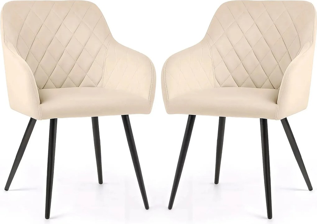 Zestaw 2 beżowych krzeseł pikowanych - Caveroz