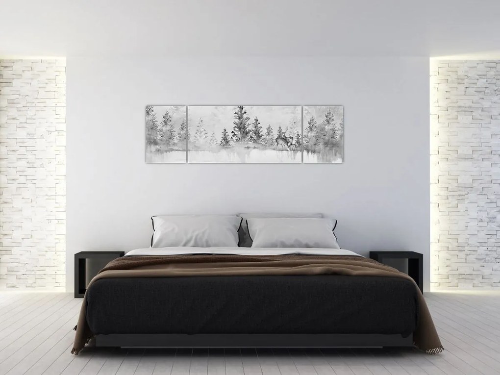 Obraz - Jeleń nad jeziorem (170x50 cm)
