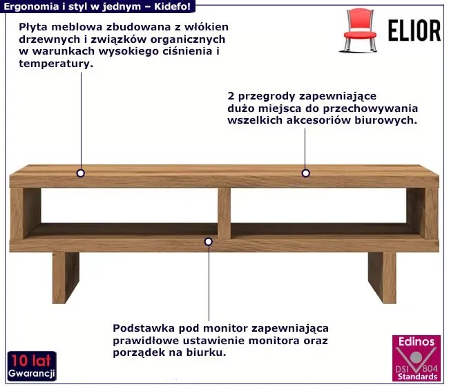 Skandynawska nadstawka na biurko dąb artisan - Kidefo