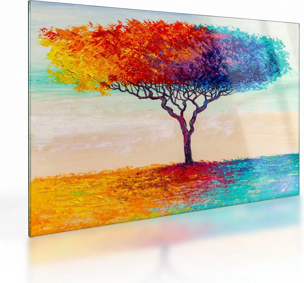Obraz na szkle malowanego drzewa (70x50 cm)