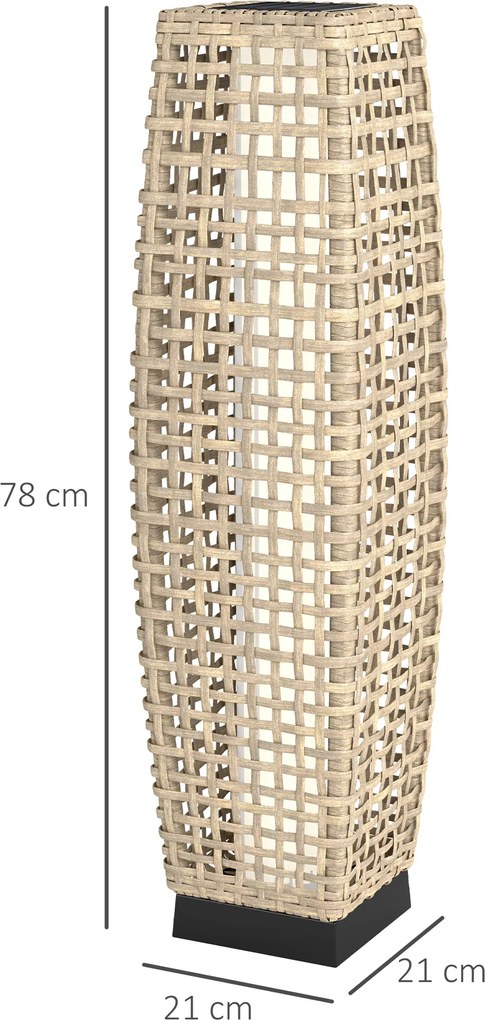 Outsunny Solara lampa stojąca z rattanu z czujnikiem światła Automatyczna LED lampa solarna w stylu boho IP44 wodoodporna | Aosom PL