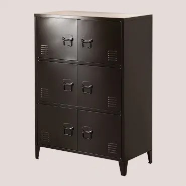 Cajoniera Szafka Z 6 Drzwiami 80x40 Cm Ze Stali Pohpli Czarny Węgiel - Sklum