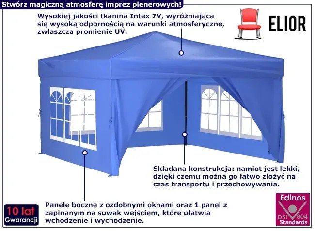Niebieski namiot plenerowy zamykany - Seya
