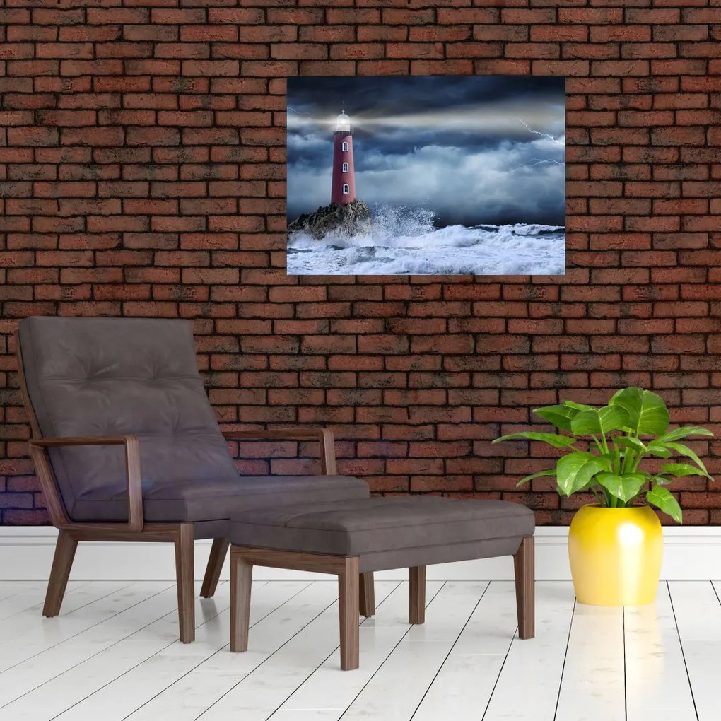 Obraz - Latarnia morska na klifie (70x50 cm)