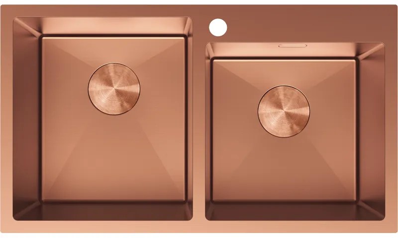 Mexen Xorin zlewozmywak stalowy 2-komorowy 780 x 450 mm, miedź - 6441782000-65