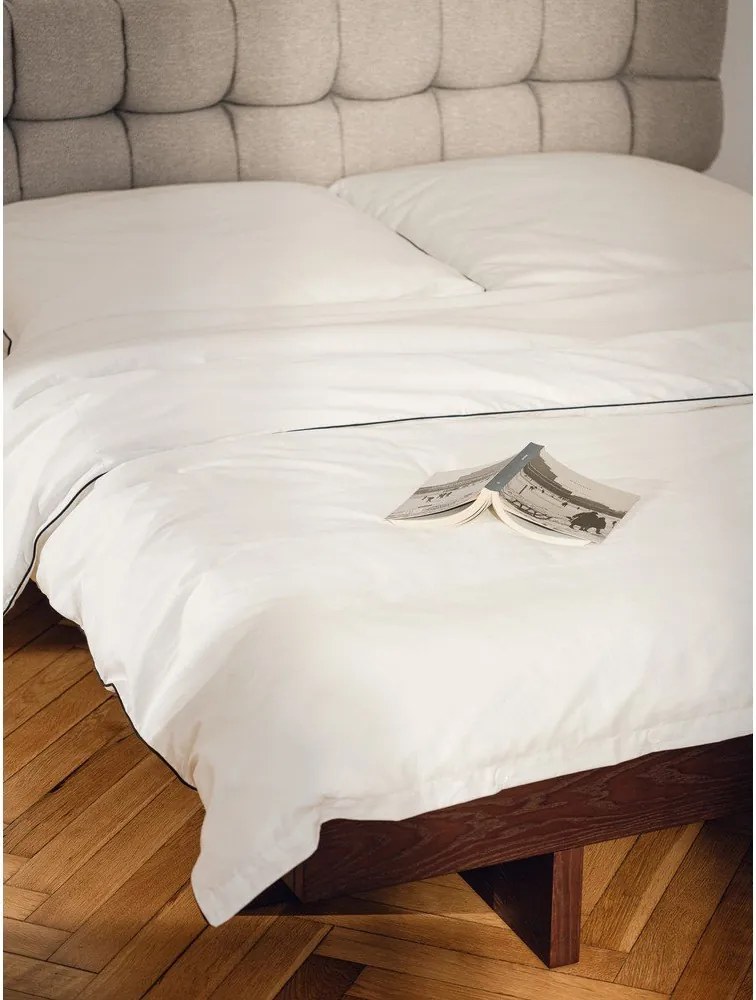 Łóżko dwuosobowe z płyty MDF w dekorze dębu bez zagłówka ze stelażem 180x200 cm w naturalnym kolorze Kito – noo.ma