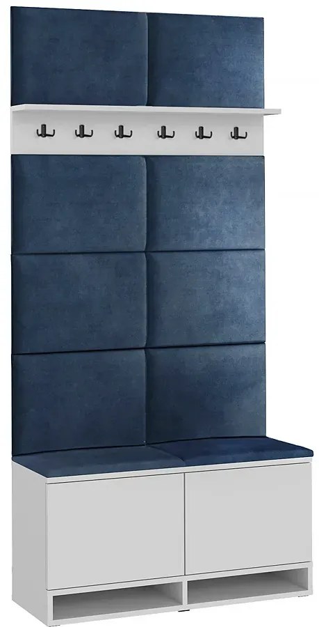 Garderoba do przedpokoju z wieszakami biały + granat R0-R00