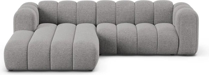 Szary narożnik z tkaniny szenilowej (lewostronny/z szezlongiem) Lupine – Micadoni