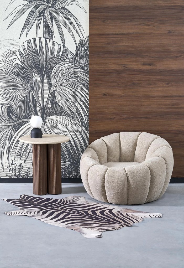 GASPAR 2 fotel wypoczynkowy siedzisko beżowy komfortowy tkanina pufa