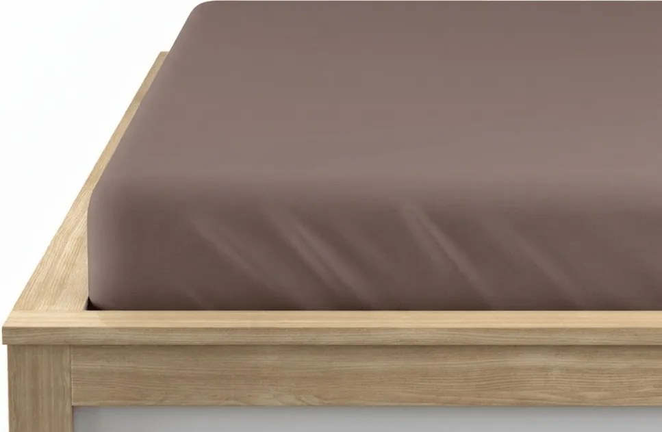 PrzytulneMieszkanie.pl Prześcieradło z gumką z mikrofibry brązowe 90 x 200 cm