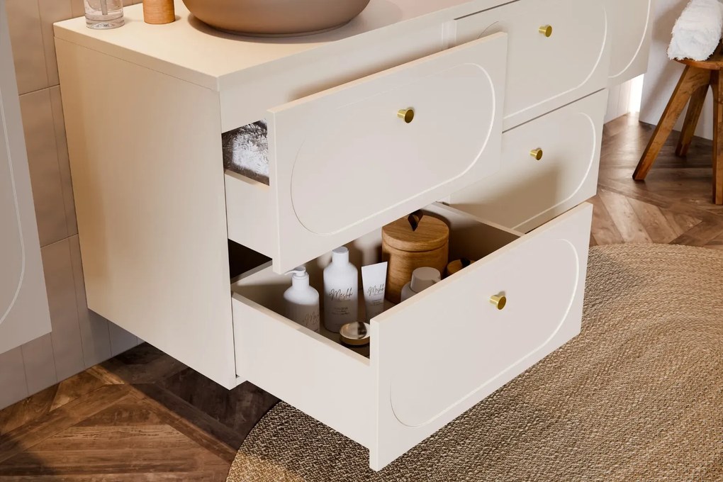 Szafka pod umywalkę DONNA SAND 2S 60cm beż piaskowy z umywalką nablatową WIKI COMAD