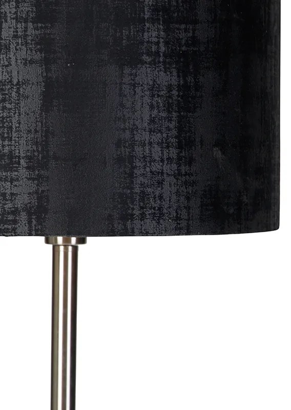 Nowoczesna lampa podłogowa stalowa z kloszem czarnym 40 cm - Simplo Nowoczesny Oswietlenie wewnetrzne