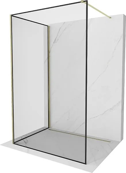 Mexen Kioto ścianka prysznicowa Walk-in 130 x 120 cm, czarna ramka, złota - 800-130-212-50-70-120
